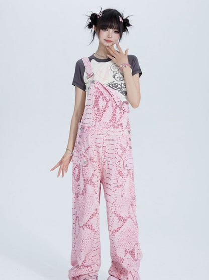 Snake Pink Design Overalls