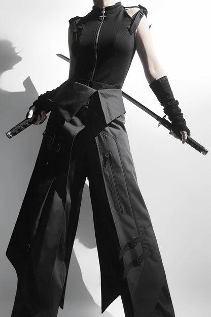 Dark mode sleeveless top + long pants + mode pants