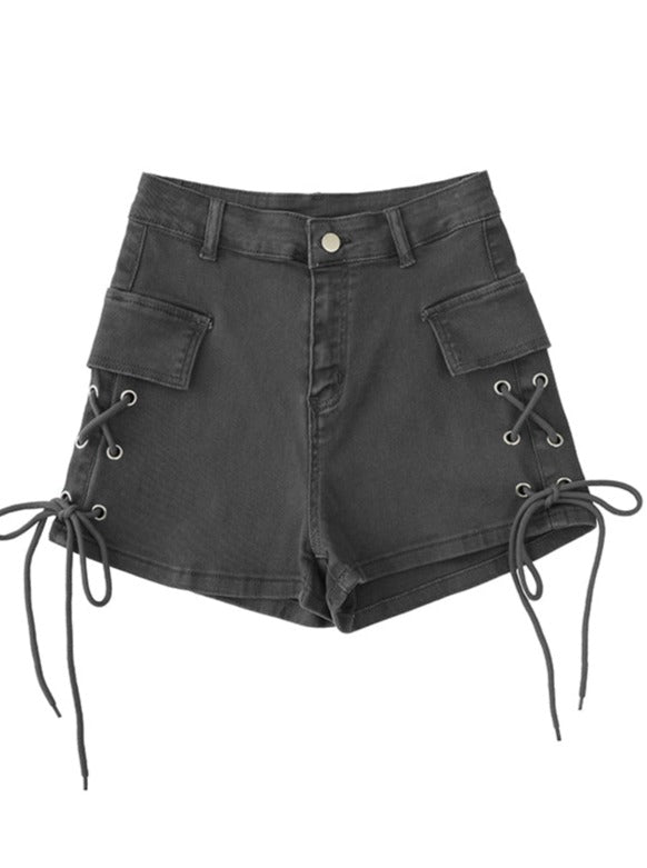 Lace Up Side Denim Shorts | New by BeWicked | SexyShoes.com – SEXYSHOES.COM