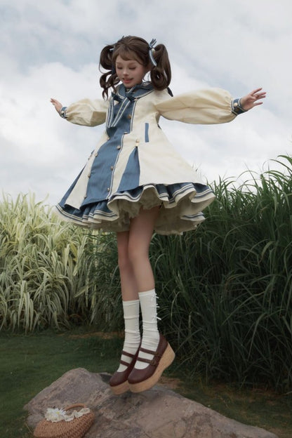 [October 18 reservation deadline] Sailor color A line layered dress