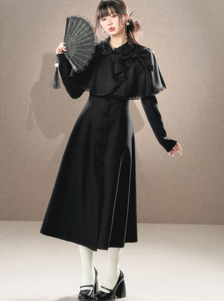 West A -line ribbon mantlong coat [Reservation product]
