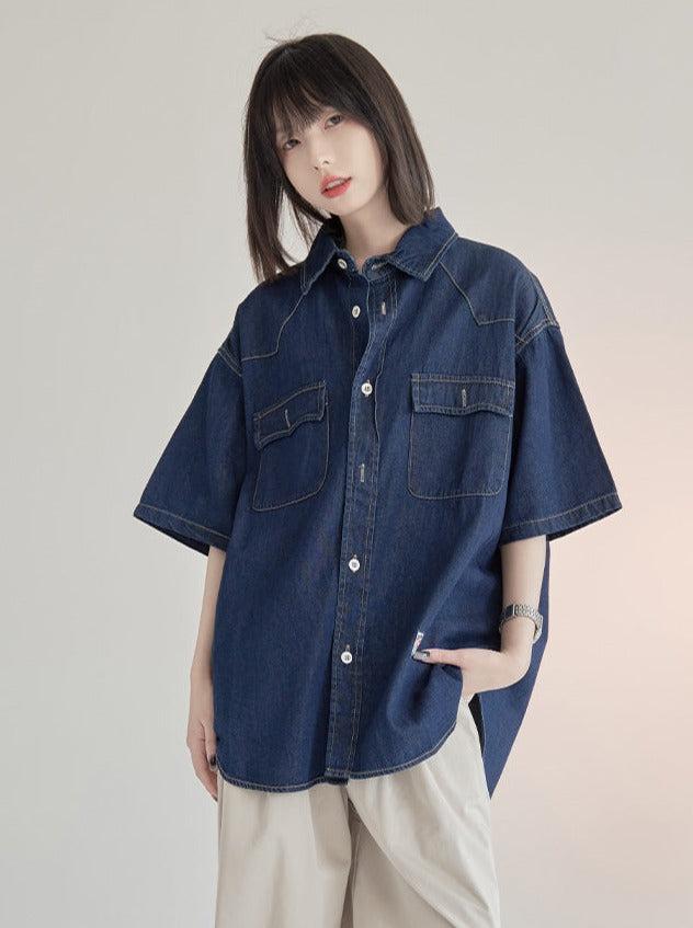 Chemise ample avec logo en denim