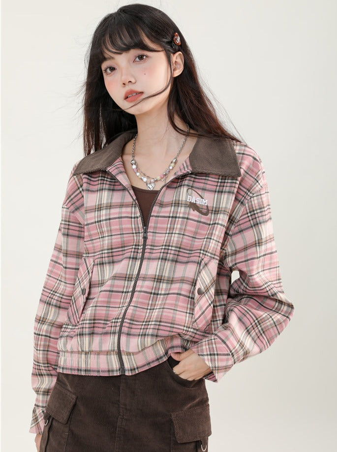 Lapel Sweet Retro Check Jacket