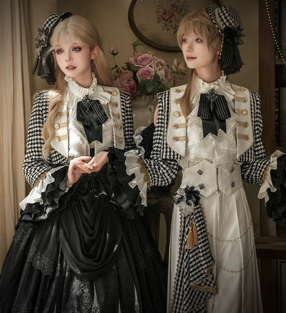 【予約商品】チャーチクワイアゴシックロリータハウンドストゥースドレスアンドプリンススーツフルセット＋コンプリートセット＋ハット