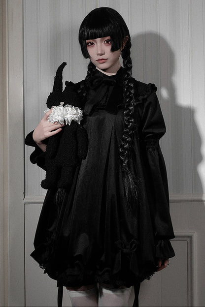 Valerie Dark Gothic Black Velvet Ribbon Dress Setup