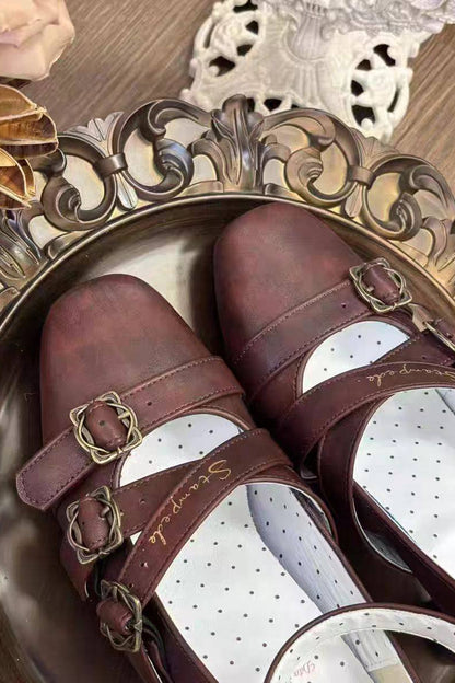 レトロロリータスクエアヒールシューズ