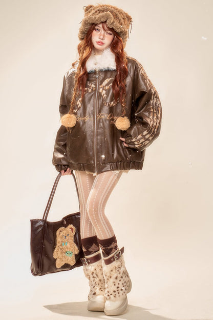 Loos Leopard Print PU leather jacket