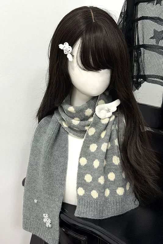 Dotted Retro Knit Scarf