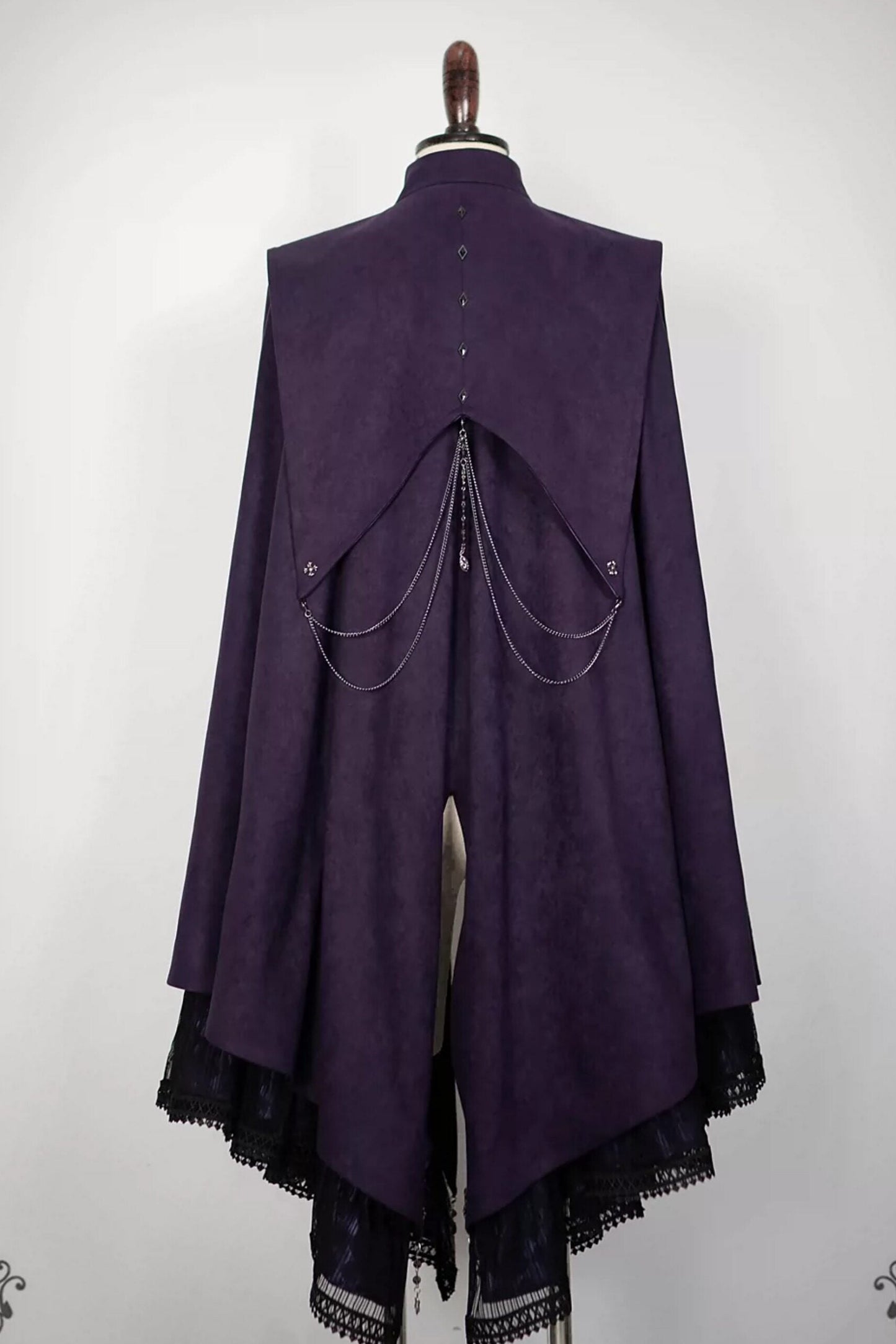 【9月5日予約締切】Dark Purple Gothic Chain Layered Lace Cape Coat(Short Length/Long Length)