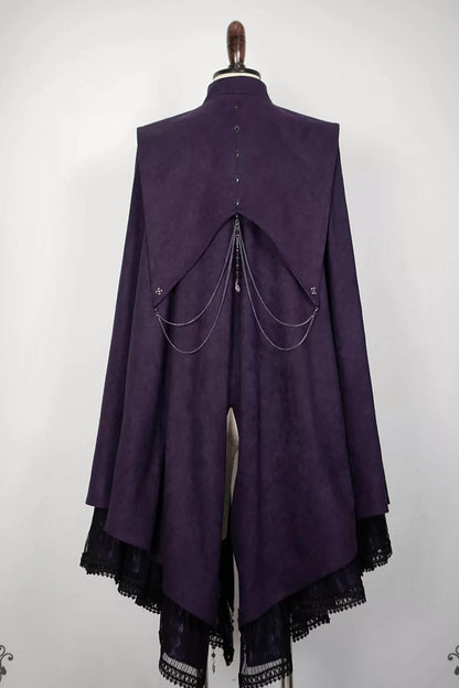 【9月5日予約締切】Dark Purple Gothic Chain Layered Lace Cape Coat(Short Length/Long Length)