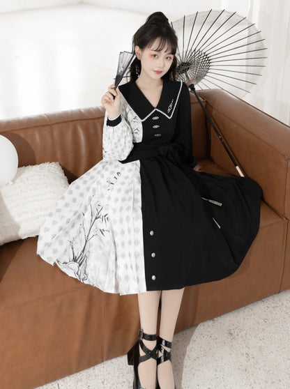 Asymmetrical design china dress