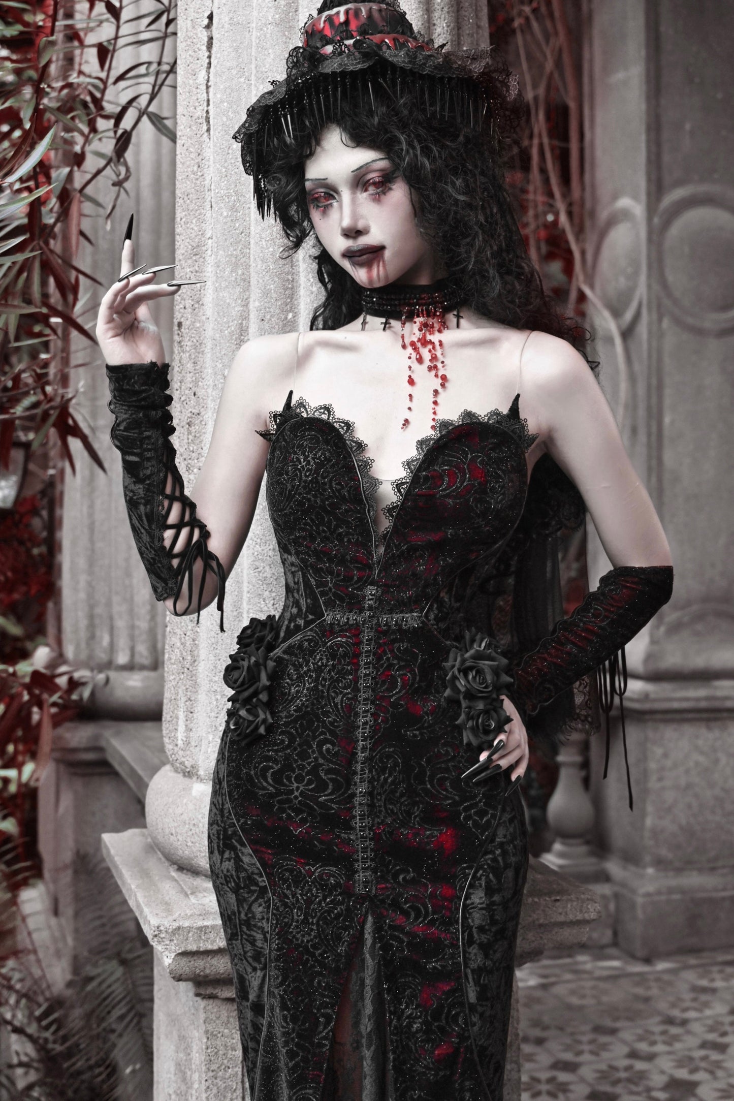 Blood Peak Gothic Dark Love Velvet Dress