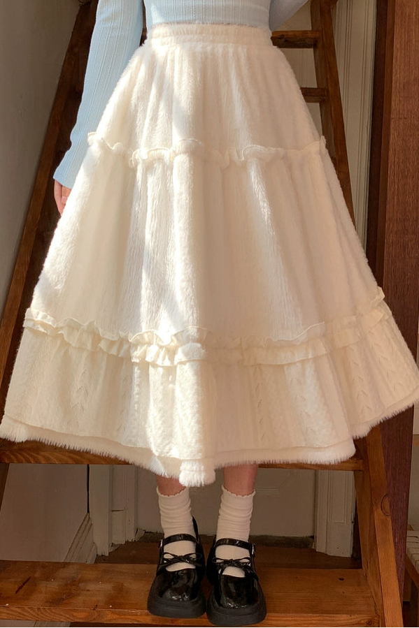 レトロフリルラインドフレアスカート