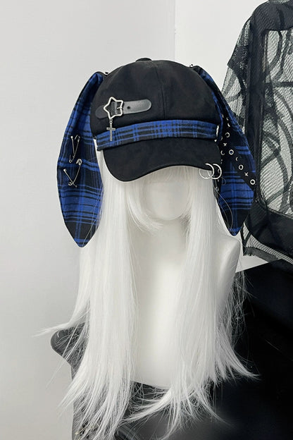 Plaid Bunny Ear Punk Subculture Hat