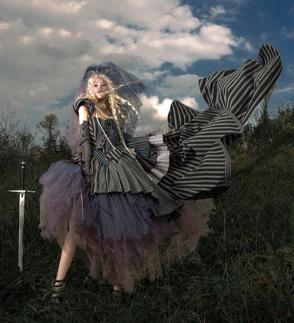 【予約商品】ストライプグリッドファンタジードレスセット＋アシメチュールスカート＋ベール