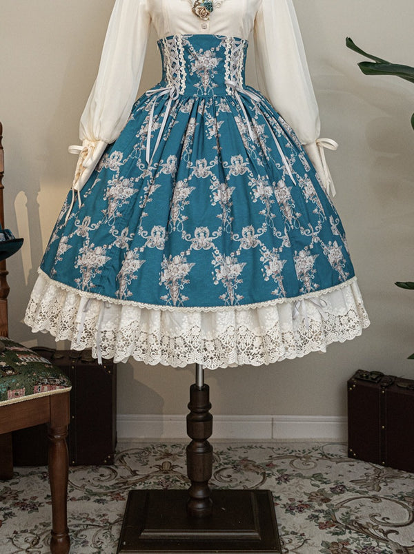 Antique Flower Wall Lolita Elegant Skirt [Reservation Product]