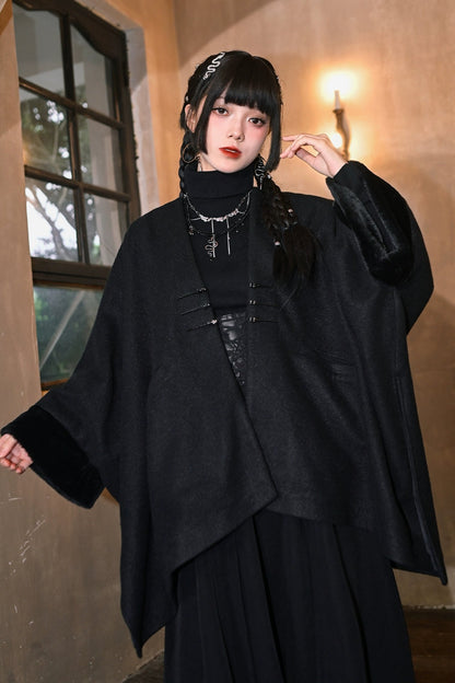 Dark loose fleece cloak