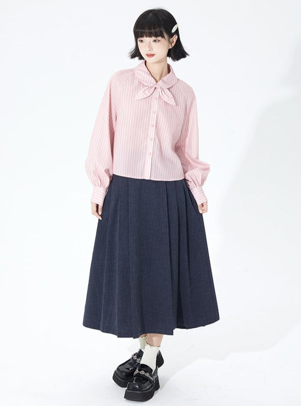 Mid-Length High Waist Loose Pleated Skirt