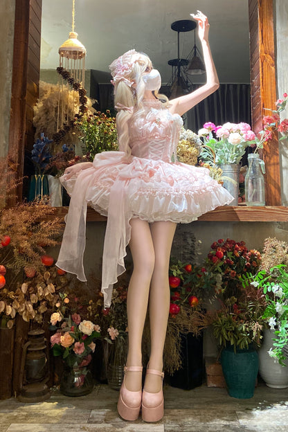 ホルターネックノースリーブシュガーロリータドレス