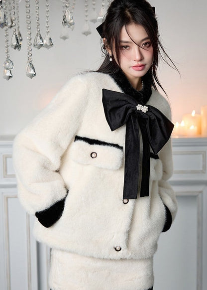 Big Ribbon Loose Fur Coat