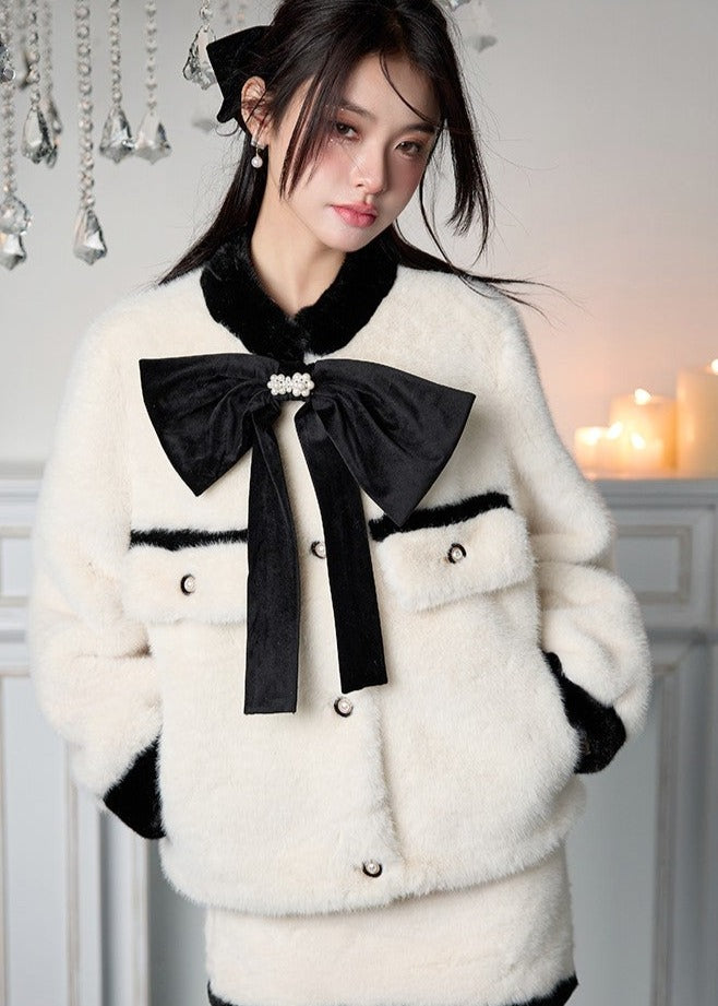 Big Ribbon Loose Fur Coat