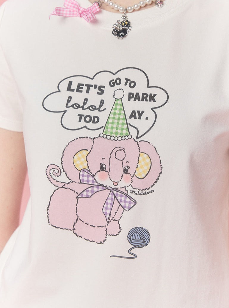 リボンロゴデザインルーズTシャツ