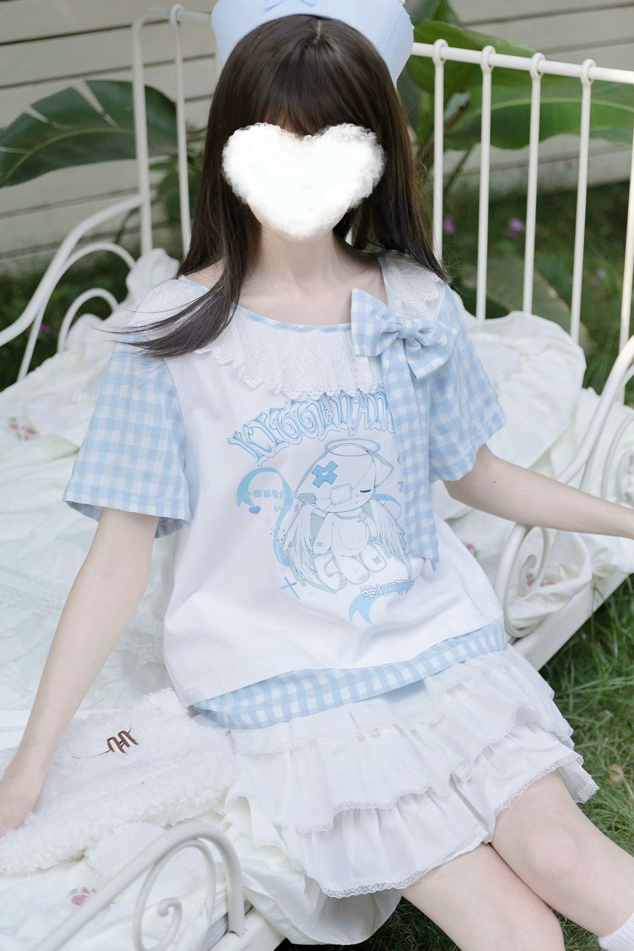 Gingham Check Ribbon Top + Cake Skirt