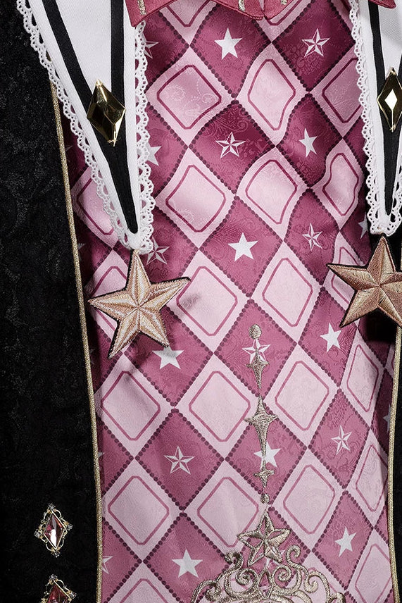 【10月13日予約締切】Magic Academy Starry Diamond Pendant Bow Lolita Dress + Black Lace Trim Bow Puff Sleeve Jacket + Detachable Star Embroidery Ribbon Frill Collar + Full Set