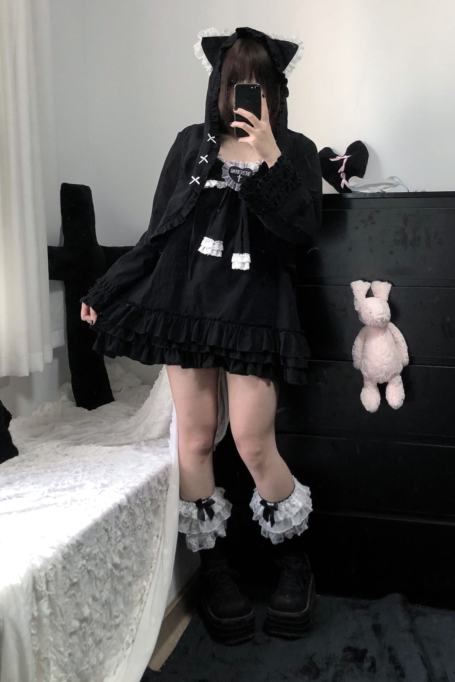 Vestido camisero de muñeca con corazón cruzado