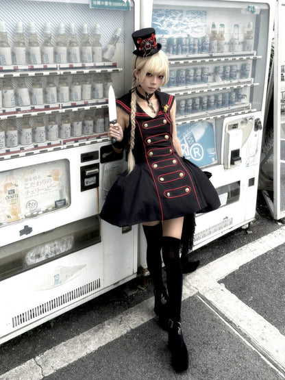 Black Red Navy Large Hem Backless Dress