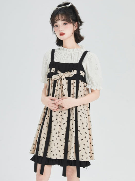 Shallot Good Cut Ribbon Suspender Skirt