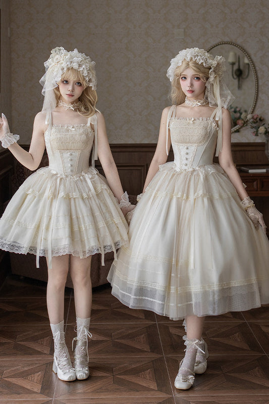 White Corset Princess Lolita Dress + Outerwear + Accessories