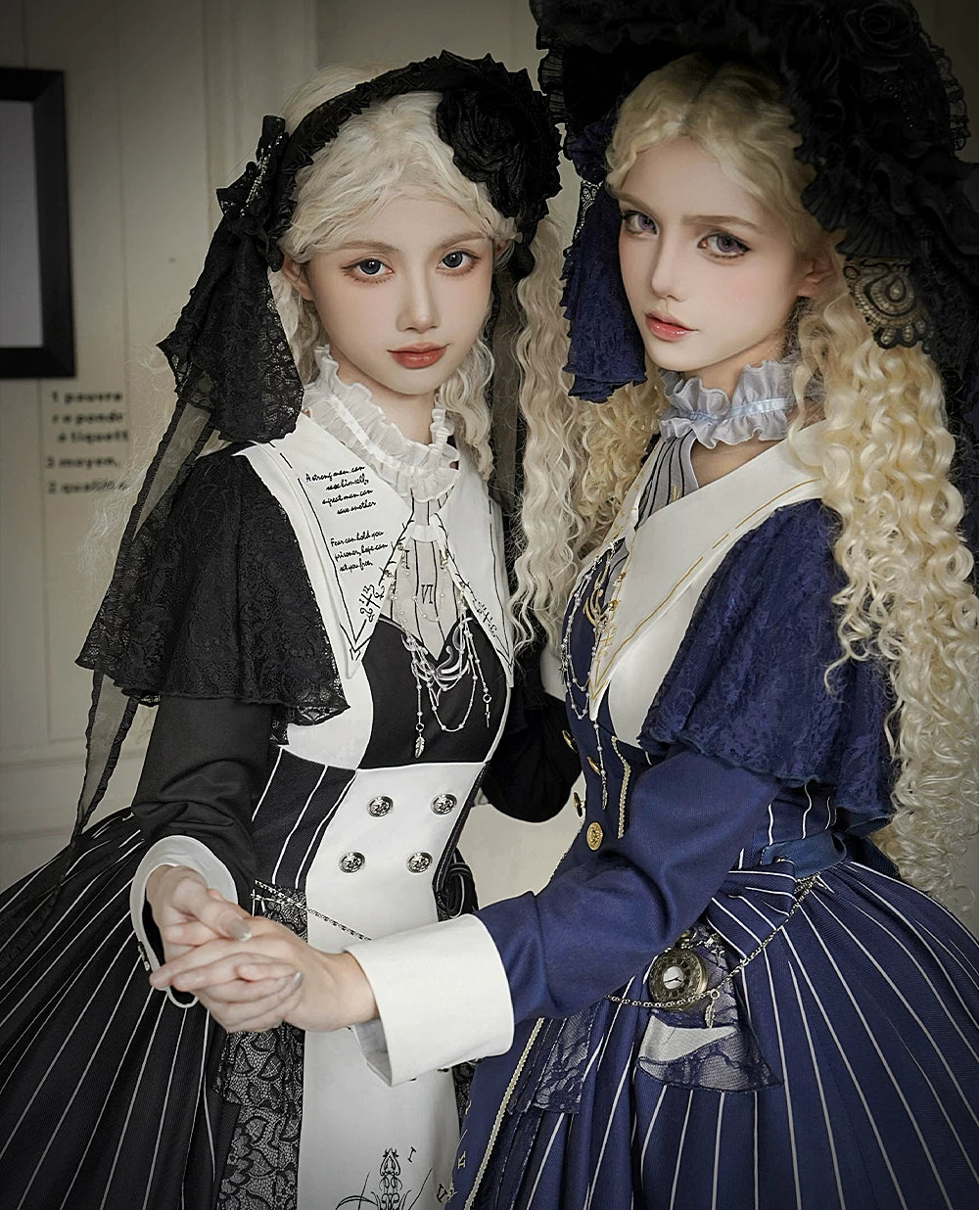 【2月26日予約締切】ゴシックエンブロイダリーストライプ懐中時計シスタードレスフルセット＋ヘッドドレス