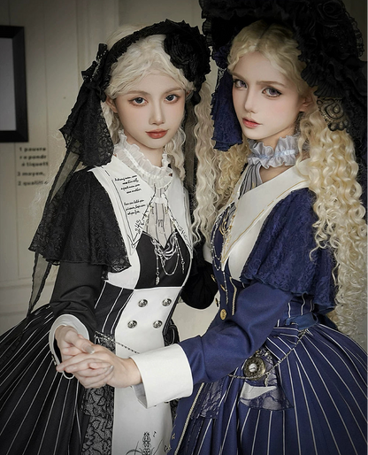 【2月26日予約締切】ゴシックエンブロイダリーストライプ懐中時計シスタードレスフルセット＋ヘッドドレス