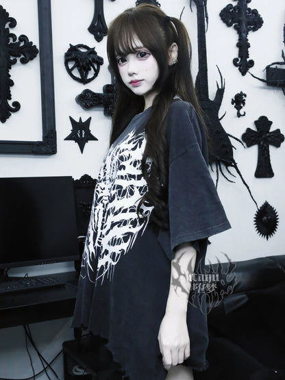 ダークプリントルーズTシャツ