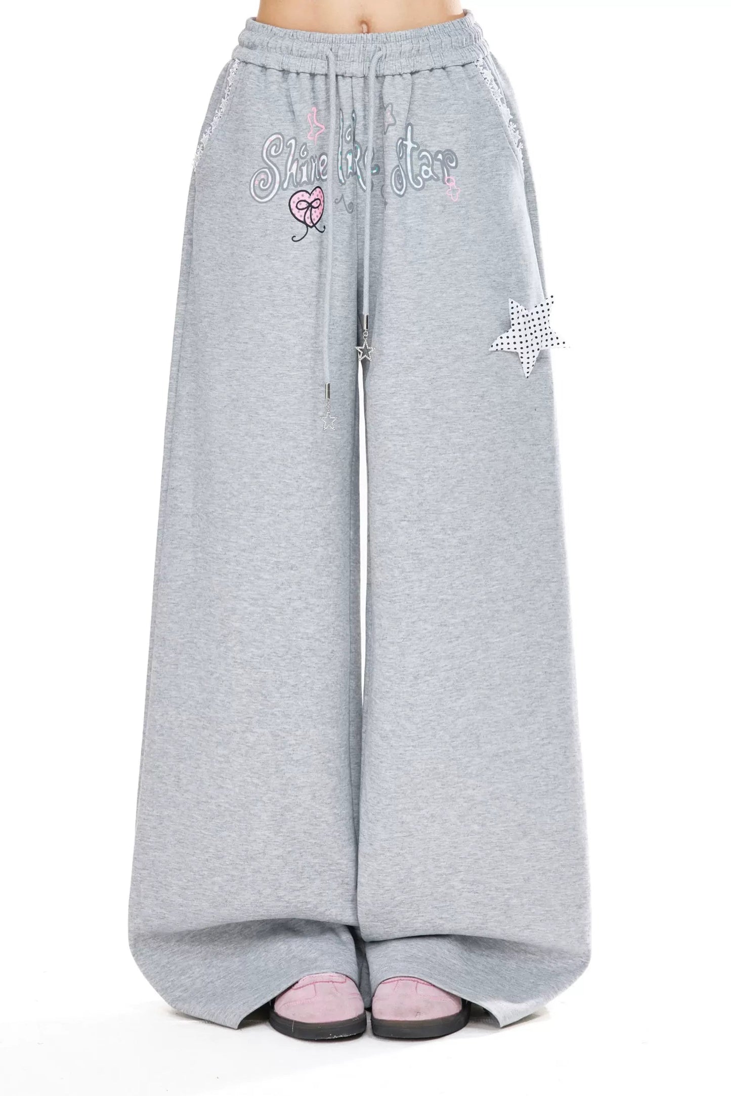 Star Decorated Wide Loose Pants