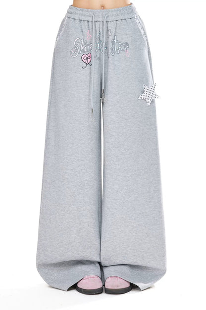 Star Decorated Wide Loose Pants