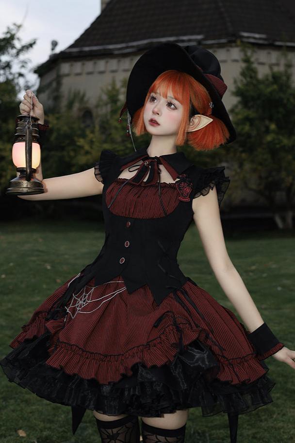 [Vorbestellschluss 8. Mai] Schmales ärmelloses Halloween-Gothic-Kleid im Zaubertrank-Stil