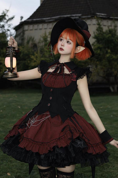 [Vorbestellschluss 8. Mai] Schmales ärmelloses Halloween-Gothic-Kleid im Zaubertrank-Stil