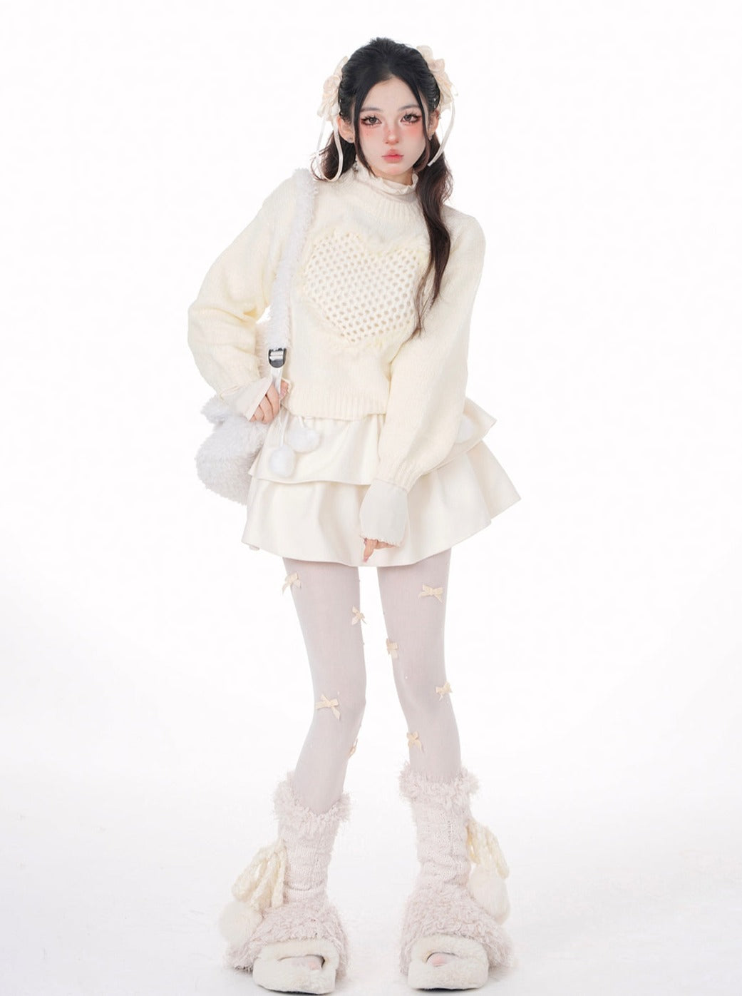 Snow Fur Ball Flared Skirt [Reserved Item