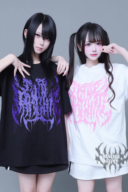 ゴシックグラフィックプリントルーズTシャツ