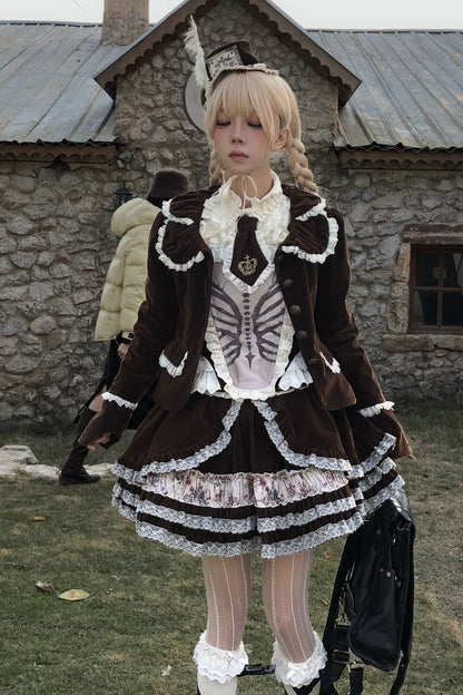 빈티지 벨벳 레이스 블레이저