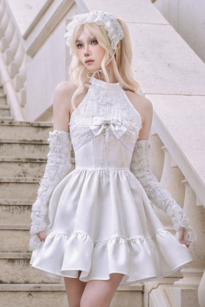 Fairy Pure White Neck Dress