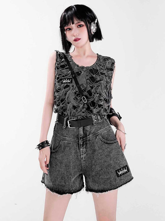 Jean court à jambe large