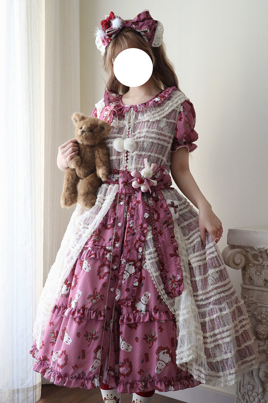 [Pre-order Deadline: January 31] Forest Berry Rabbit Series Daily Puff Sleeve Dress