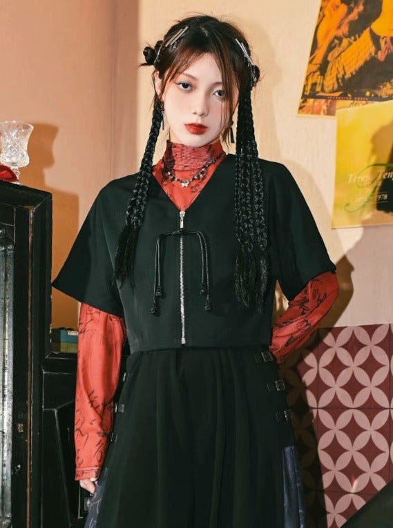 Heart Sutra New China Two Piece Short Long T + Top Jacket