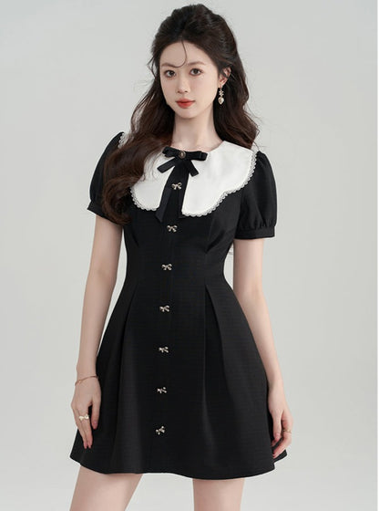 Puff Sleeve Doll Collar Dress