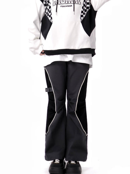 Dark Island Black White Coloured Block Fluffy Fleece Jacket Vest Pants Suit