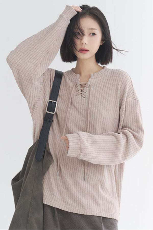 Oversized V-neck knit top