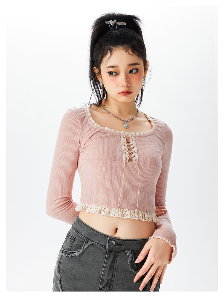 Race Strap Pin Clound Neck Tops